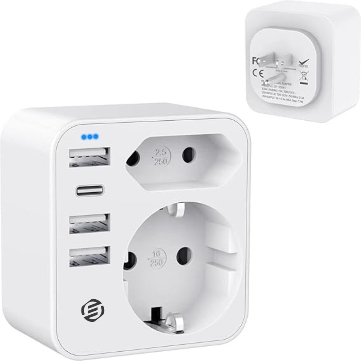 Equivera Internationale Stekker Adapter - Reisstekker - Universele Wereldstekker - Stekker Adapter - Internationale Reisstekker - Ideaal voor op reis!