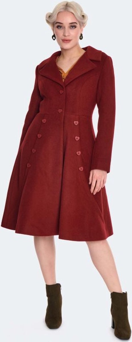 Voodoo Vixen Heart Button Flare Dames Lange jassen - rood - XS