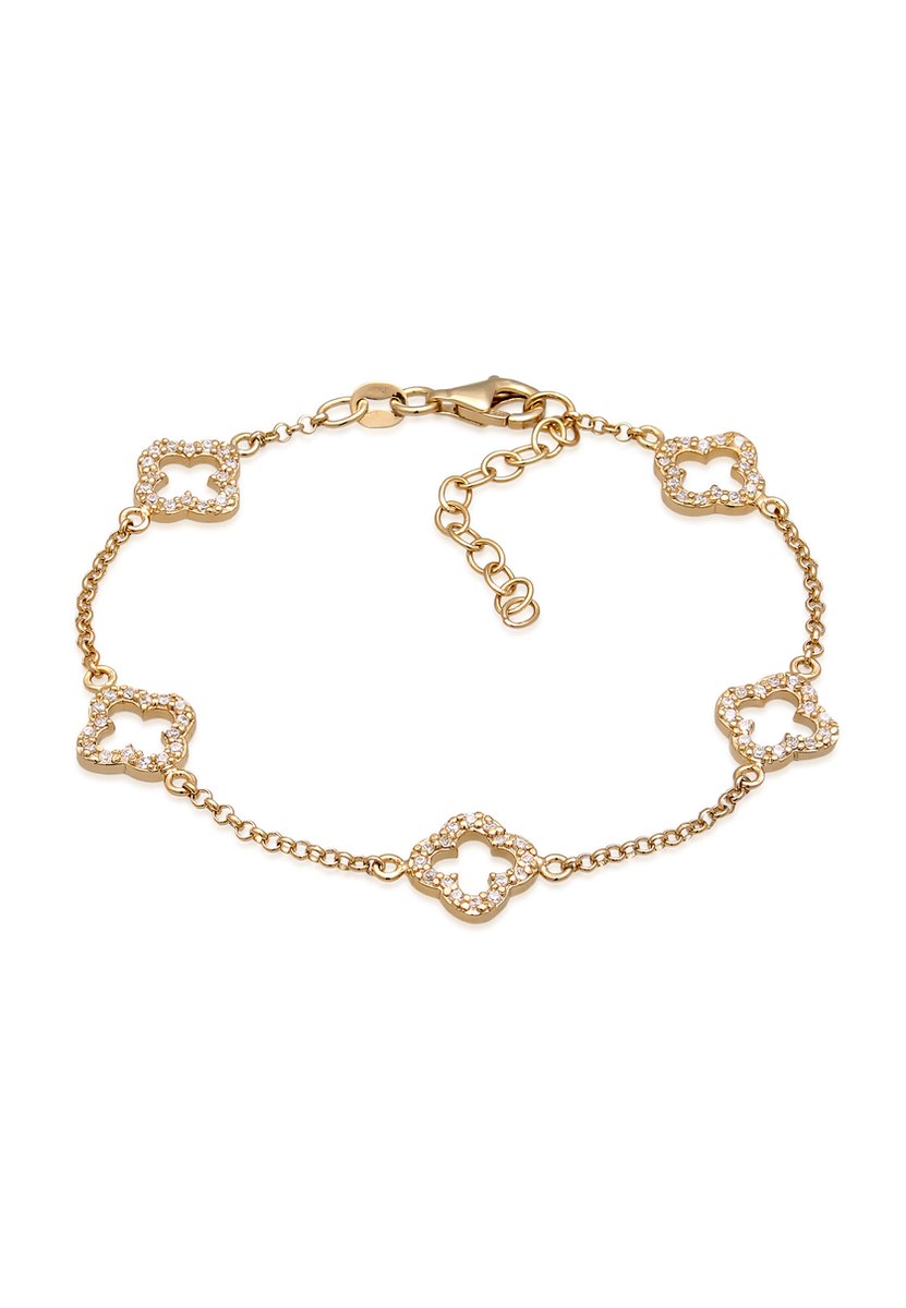 Elli - Armband - Elli Armband met Stenen Dames Bloem Ovale Schakelketting Zirkonia Diamantslijp Wit 925 Sterling Zilver Party / New Year's Eve - Dames