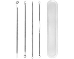 Knaak Mee‑eters Verwijderen - Professionele 4‑delige RVS Kit met Opbergcase - Blackhead Remover Set