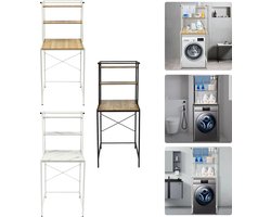 Mygroot - Wasmachine Rek - 3 laags - Robuust - Vochtbestendig - Badkamer organizer - Ruimtebesparend - Staand opbergrek - 69 x 60 x 177 cm - Zwart