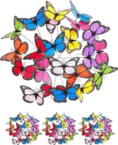 Relaxdays 144x Tuindecoratie - tuinsteker - vlinder decoratie - plantensteker