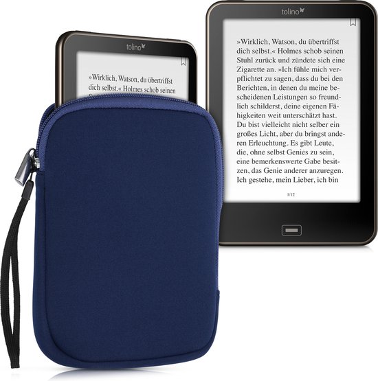 kwmobile beschermhoes voor eReader - neopreen beschermhoes beschermhoes donkerblauw - 17 x 12 x 2 cm binnenafmetingen — afbeelding 3