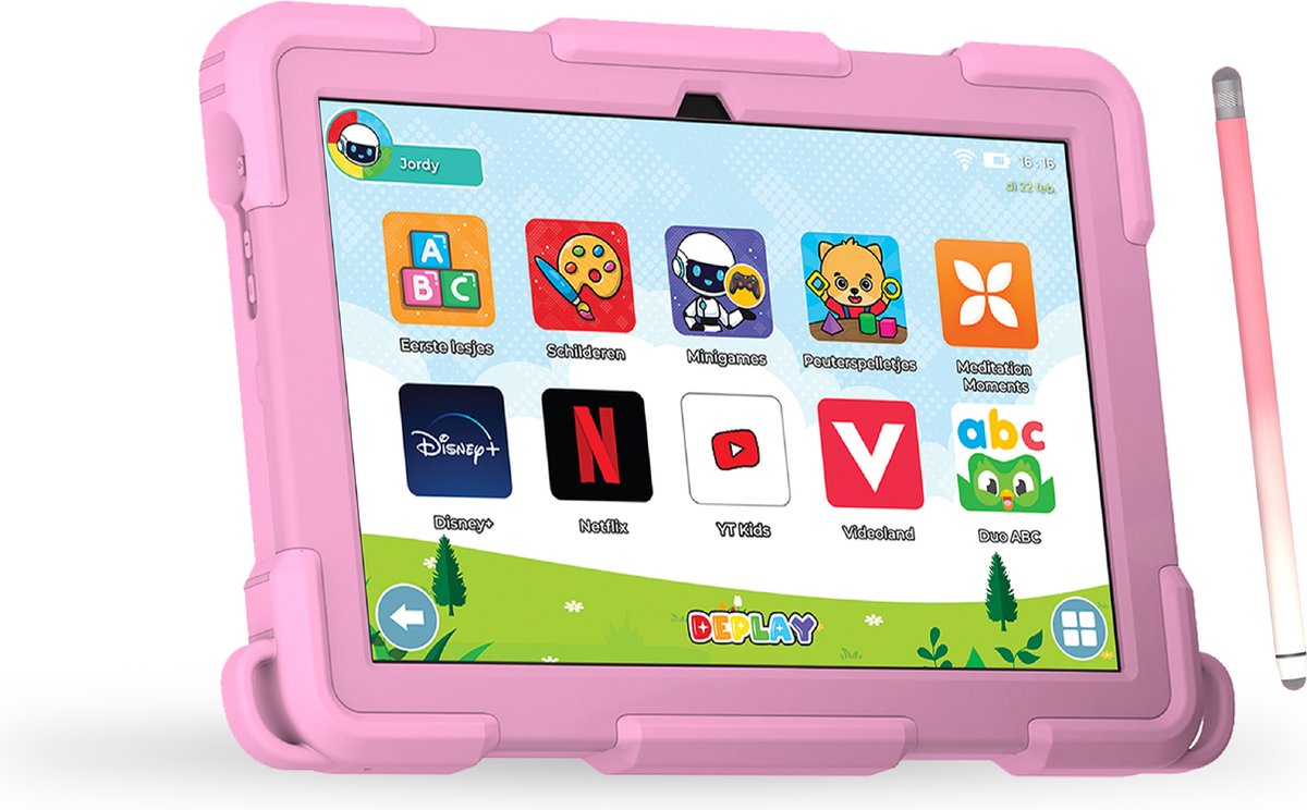 DEPLAY Kids Tablet PRO 4 - Kindertablet - Kindertablet vanaf 3 jaar - 6000 mAh Batterij - Ouderlijk toezicht - Pen, Beschermhoes & Screenprotector - Android 14 - Tablet Kinderen - 10 Inch - Roze