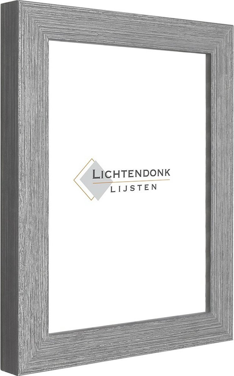 Lichtendonk Fotolijst Grijs Zilver - Ribbelstructuur - Fotomaat 15x15 - Ontspiegeld Glas - Art.nr. 55-62