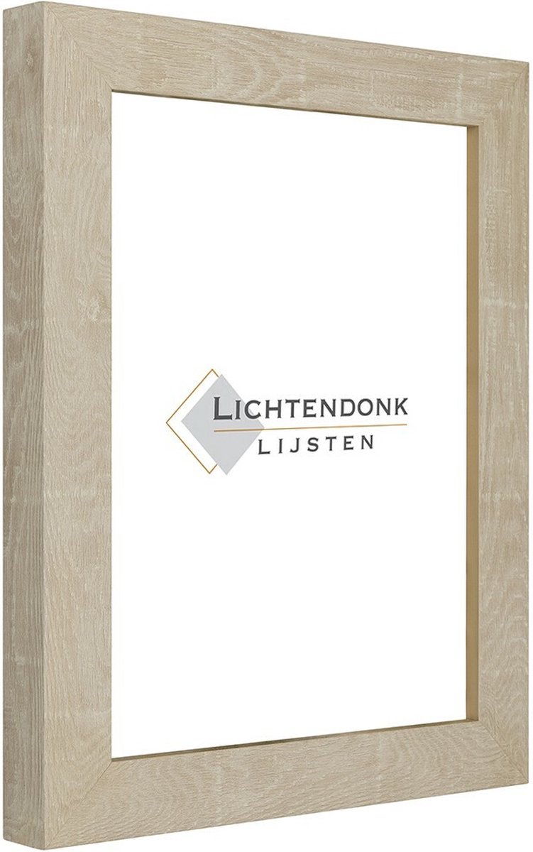 Lichtendonk Fotolijst Zand Bruin - Houtlook - Fotomaat 50x70 - Ontspiegeld Glas - Art.nr. 55-541 NaturelNaturel
