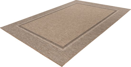 Lalee Costa - aspect sisal - tapis ibiza - tapis d'extérieur - intérieur et outdoor- ondulation plate - poils courts - tresse - motif indigène - résistant à l'eau - tapis de jardin - 160x230 cm beige