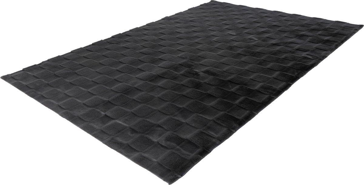 Lalee Soul - 3d Vloerkleed - Tapijt – Karpet - Hoogpolig - Superzacht - nieuwe trend comfy Fluffy - 3d blokjes- rabbit- 200x290 cm Antraciet