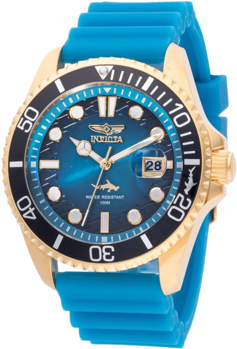 Invicta Pro Diver 47170 Heren Horloge - Waterdicht - Analoog - Quartz Uurwerk - Roestvrij Staal met blauwe Wijzerplaat - 43mm