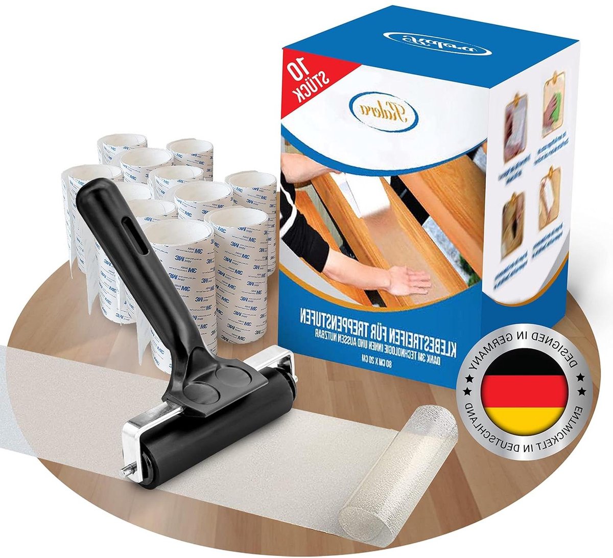 Transparante Antislip Trapmatten - 10 stuks - Extra Groot - 80 x 20 cm - Zelfklevend - Binnen en Buiten - Inclusief Montageroller