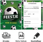 Uitnodiging kinderfeestje - Voordeelset 20 stuks - Thema Voetbal - Beschrijfbaar - Uitnodigingskaarten - Uitnodiging verjaardag - uitnodiging verjaardag feest - Uitnodiging kinderfeestje Jongen of Meisje - Uitnodiging feestje - uitnodigingen