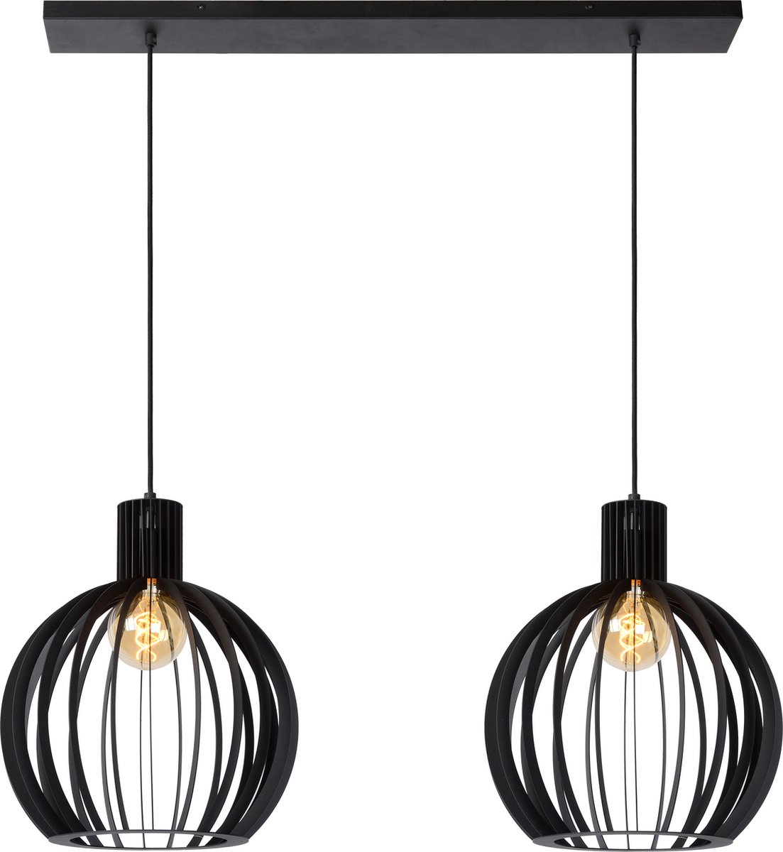 Lucide hanglamp Mikaela zwart Ø35cm 2xE27