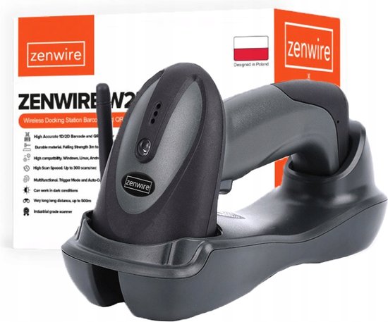 Zenwire Barcode Scanner W903 - Handscanner voor 1D Barcodes EAN Codes - Scannen van Papier - Draadloos Industriële kwaliteit - Professionele Handscanner voor 1D Barcodes - Industrieel Stof & Drupdicht