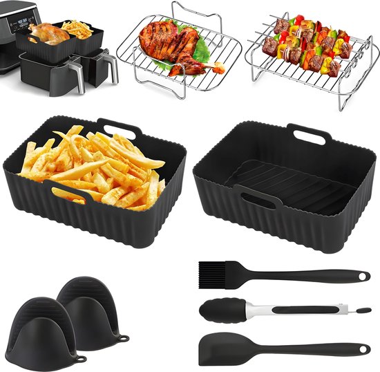 Complete Air Fryer Accessoire Set - Geschikt voor Ninja Airfryer Accessoires - Voor XXL SL400EU , AF300EU , AF400EU, AF140EU, AF500EU - Bakpapier, Bakje, Rechthoekig