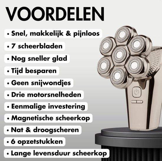 Rasoir 6-en-1 Homme + Tête de rasage Extra - Tondeuse - Sansbeauté® Skull Edition PRO MAX - Rasoir Electric pour le Face et la Head - Rasage - Rasage de la tête chauve - Wet & Droog - Électrique