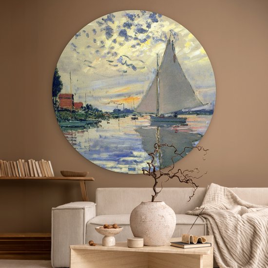 WallCircle - Wall Circle - Wall Circle Inside - Voilier au Petit-Gennevilliers - Tableau de Claude Monet - 120x120 cm - Décoration murale - Peintures Ronds XXL