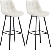 CLP Dartford Set van 2 barkrukken - Met rugleuning - Met voetsteun - Metalen frame - creme Fluweel