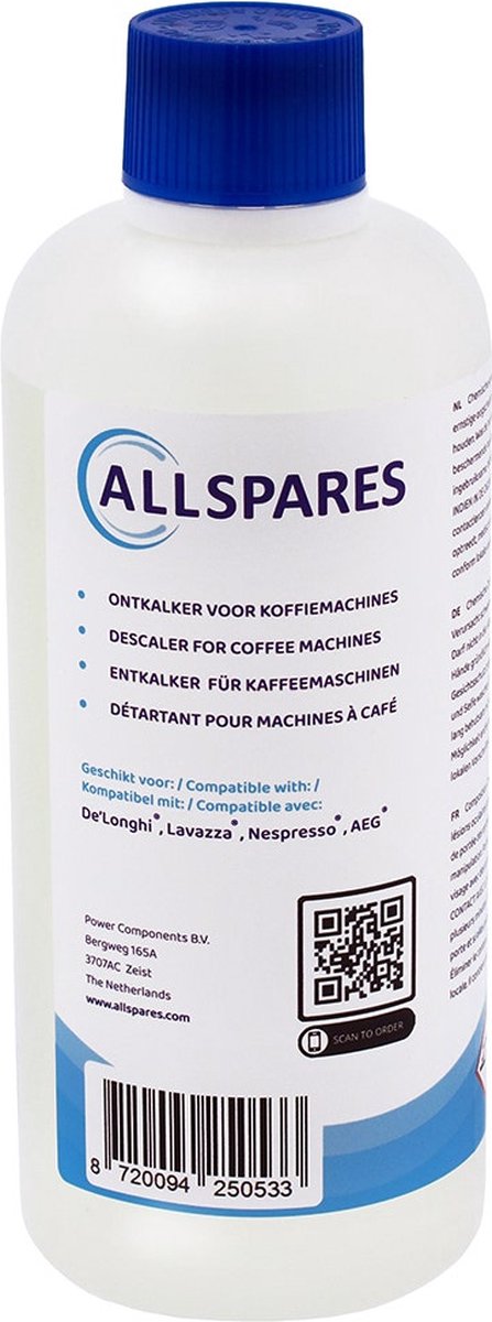 AllSpares Vloeibare Ontkalker (4x 500ml) voor Koffiemachines geschikt voor Delonghi Original EcoDecalk DLSC500 – foto 6