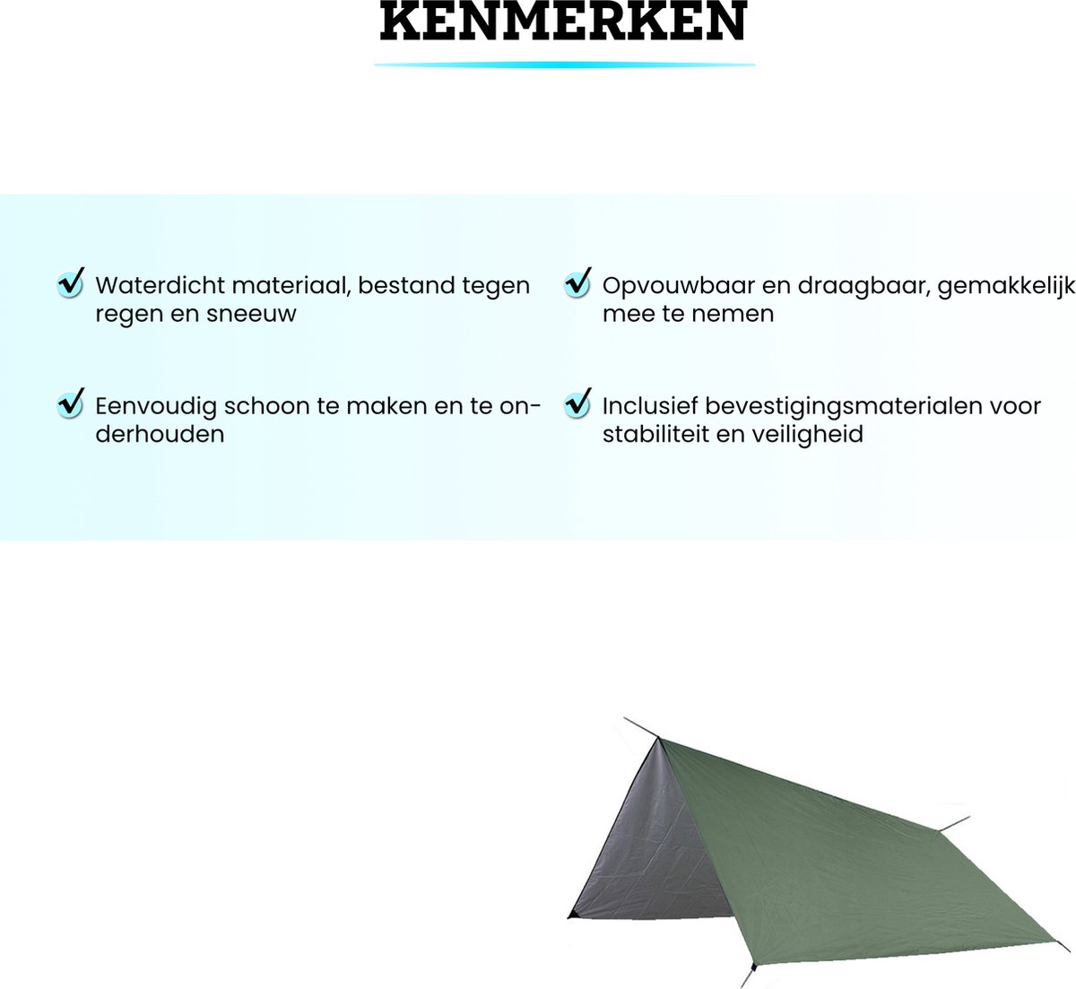 Top Lander Grote Waterdichte Camping Tent Tarp met Aluminium Luifel Polen Ultralight Regen Onderdak Luifel Mutifunctionele Bivvy Accessoires voor Vissen Strand Wandelen Outdoor Backpacken Hangmat