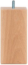Meubelpoot vierkant 6 bij 6 cm en hoogte 12 cm van massief hout (M8) - Set van 4 stuks