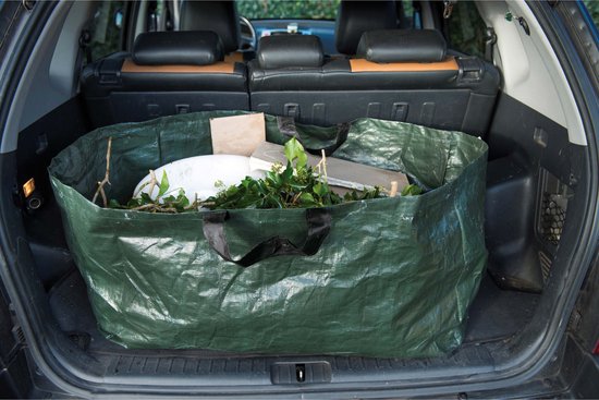1x Groene vierkante kofferbak tuinafval/afvalzakken opvouwbaar 225 liter - Tuinafvalzakken - Tuin schoonmaken/opruimen - Tuinonderhoud van Primaprice — afbeelding 2