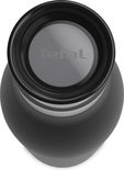 Bovenaanzicht van de opening van de zwarte Tefal Bludrop thermosfles met het Tefal logo.