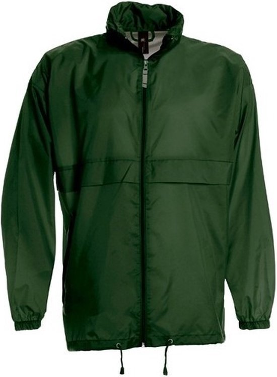 B&C Windbreaker - sirocco windjas - donkergroen - heren met capuchon XL Groen