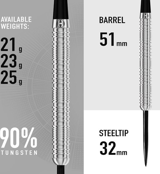 90% Tungsten Steel Tip Darts Set 21g 23g & 25g - Met Reserveassen - Prime Flights - Reiskoffer (30 gram) van Grebarley — afbeelding 3