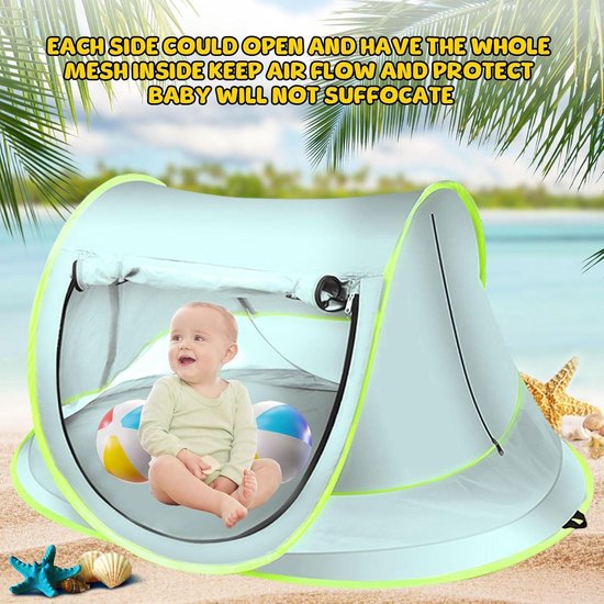 Baby strandschelp strandtent, pop-up babystrandtent, draagbaar extra licht strandtent, zonnetent, UV50 bescherming perfect voor familie strand