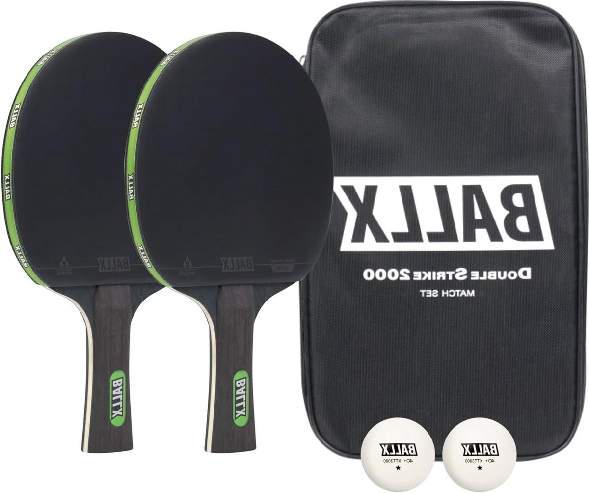 Tafeltennisbatje set van 2 incl. tas & ballen - professionele tafeltennis set - Competition Pro
