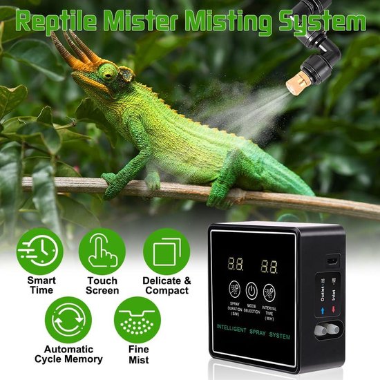 Allecto Plus - Terrarium Mistsproeier met 2 Koppen voor Reptielen en Amfibieën met 360