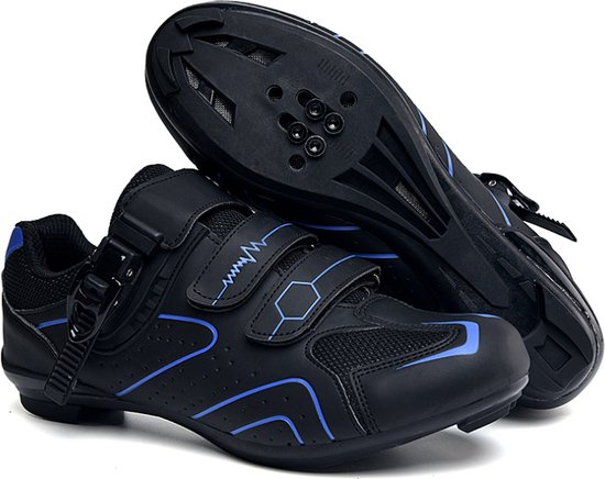 Foto: Rambux fietsschoenen mtb schoenen heren dames zwart blauw spd sl spd sm zool race combi wielrenschoenen klikschoenen mountainbike racefiets maat 41