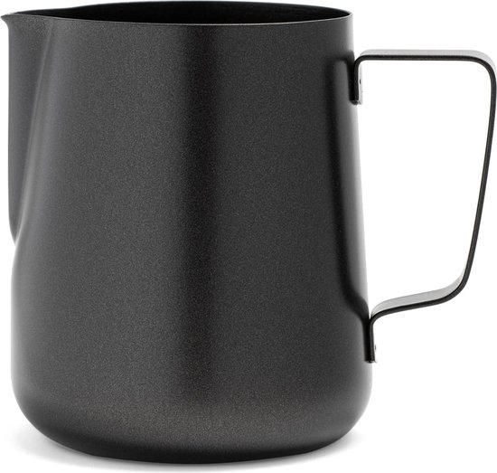 Foto: Melkkannetje opschuim essentials zwart 350ml zwart 350ml rvs melkopschuimkan melkkan espressomachine barista essentials