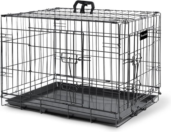 Caisse pour Chien Pliable et Portable, 28 Pouces, Idéale comme Caisse de Voyage pour Chiens Moyens/petits, Chenil Souple à 3 Portes pour Intérieur et Extérieur, Voyage en Voiture, Gris