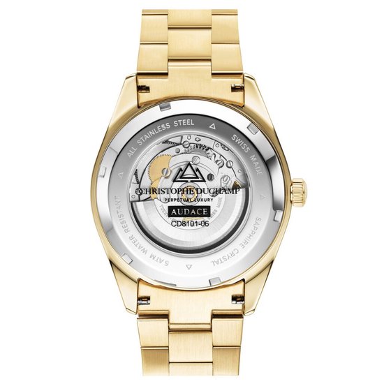 Luxe mannenhorloge Audace Goud Zwart Christophe Duchamp CD8102