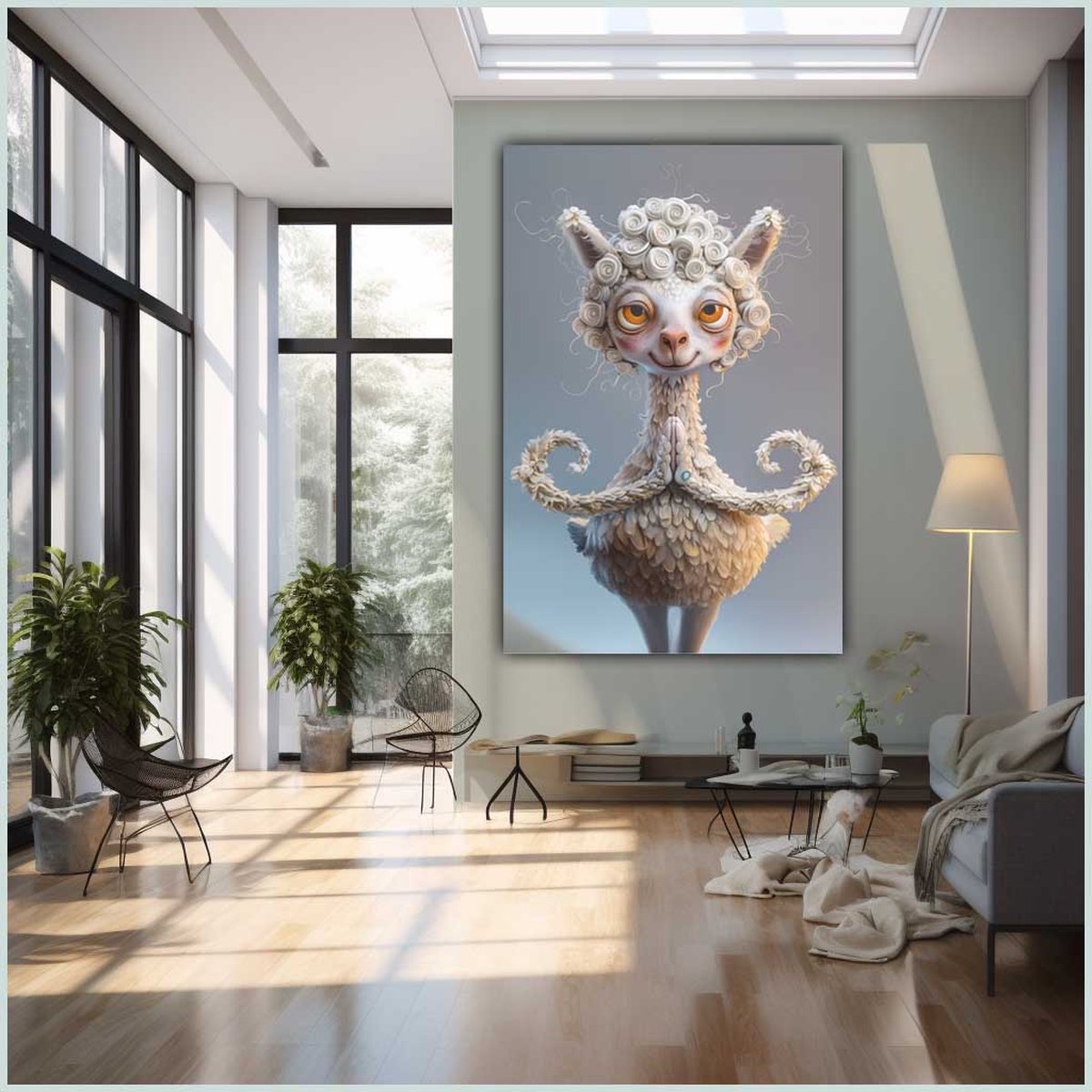 Canvas schilderij - Canvas - Staand - 50 x 70 cm - Portret - Dier - Lama - Humor - Modern - Wanddecoratie - Muurdecoratie woonkamer - Uniek - Exclusief -Picturetopicture