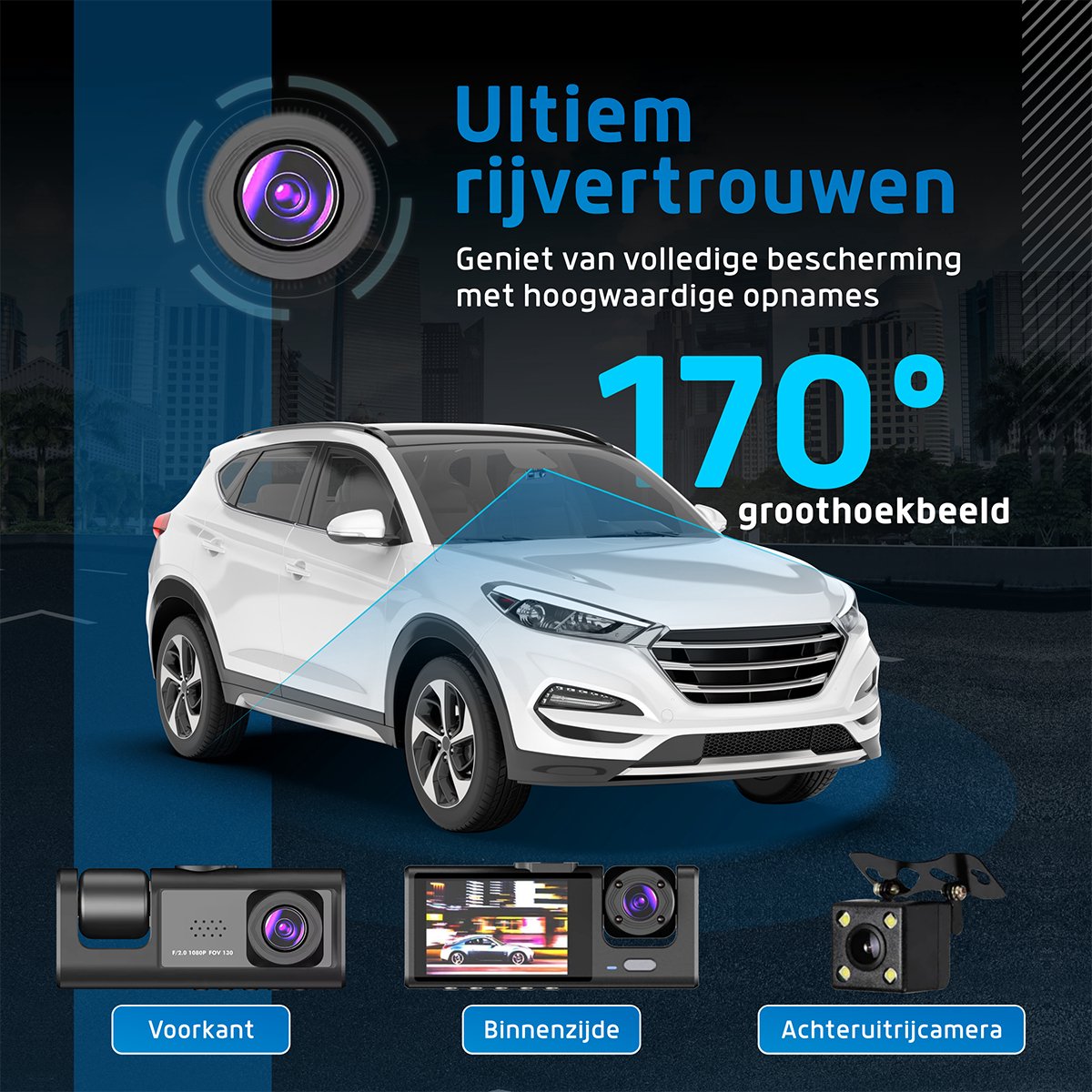 Fleau Tech Dashcam Voor Auto 3 in 1 - Model - Micro SD-kaart 32 GB thumbnail 5
