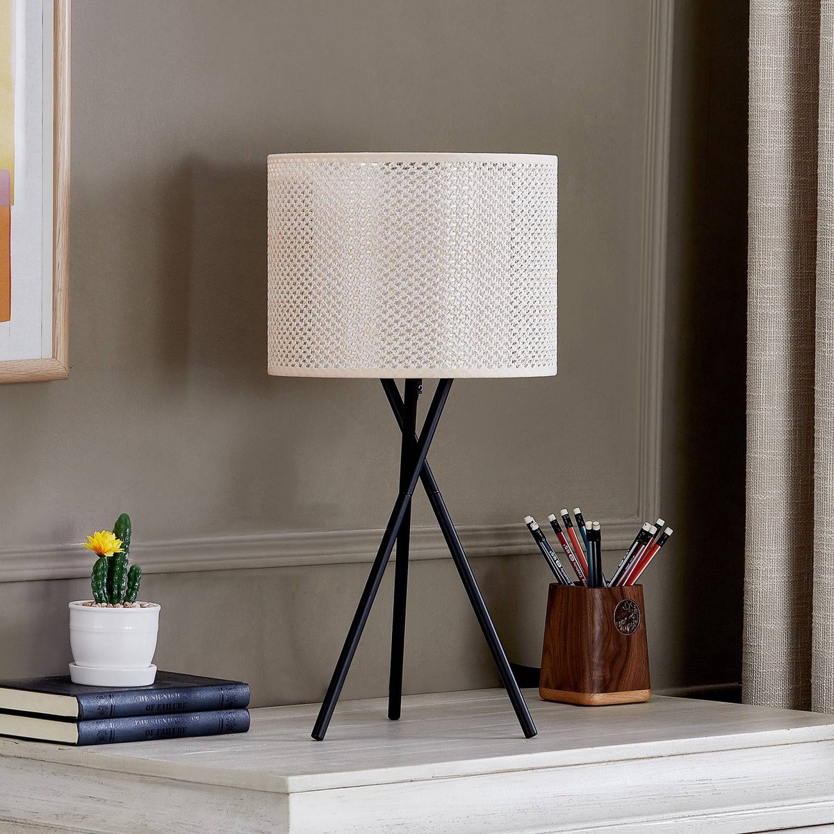 Lindby Tafellamp 1licht PVC textiel kunststof H: 52 cm E27 beige