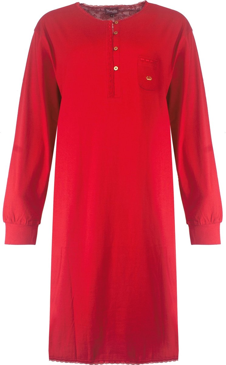 Medaillon Dames Nachthemd - 100% Katoen - Rood - Maat M