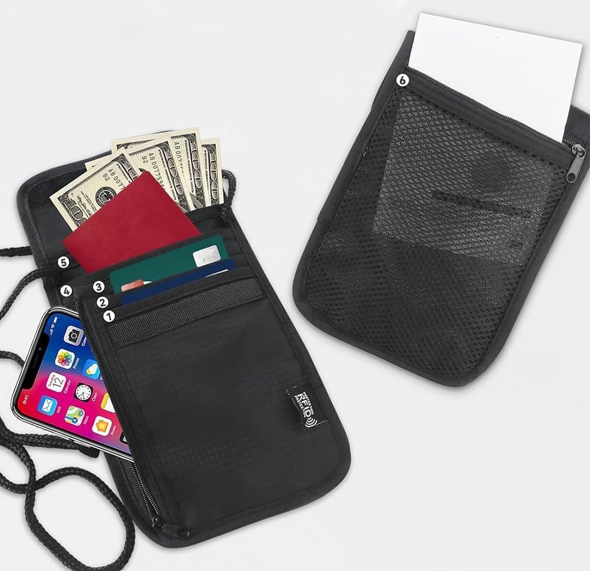 Lexium Nektasje - Nektasje heren - Paspoort tasje - Reisportemonnee - Nektas - Travel wallet - Moneybelt