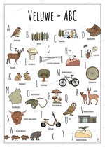 ABC Poster Veluwe - 30 x 40 cm - Educatieve Letterposter met Handgetekende Illustraties - Kinderkamer & Wanddecoratie - Woondecoratie - Relatiegeschenk