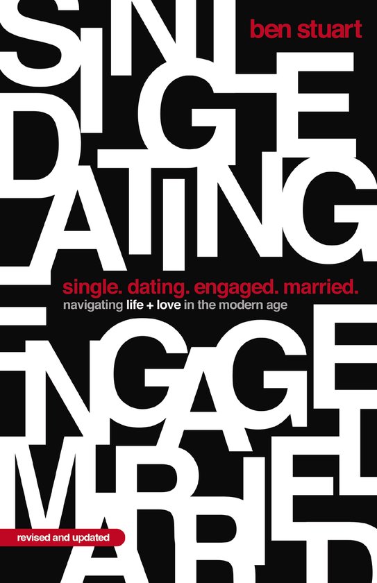 Boekomslag met de titel 'Single, Dating, Engaged, Married' in grote witte letters op een zwarte achtergrond.