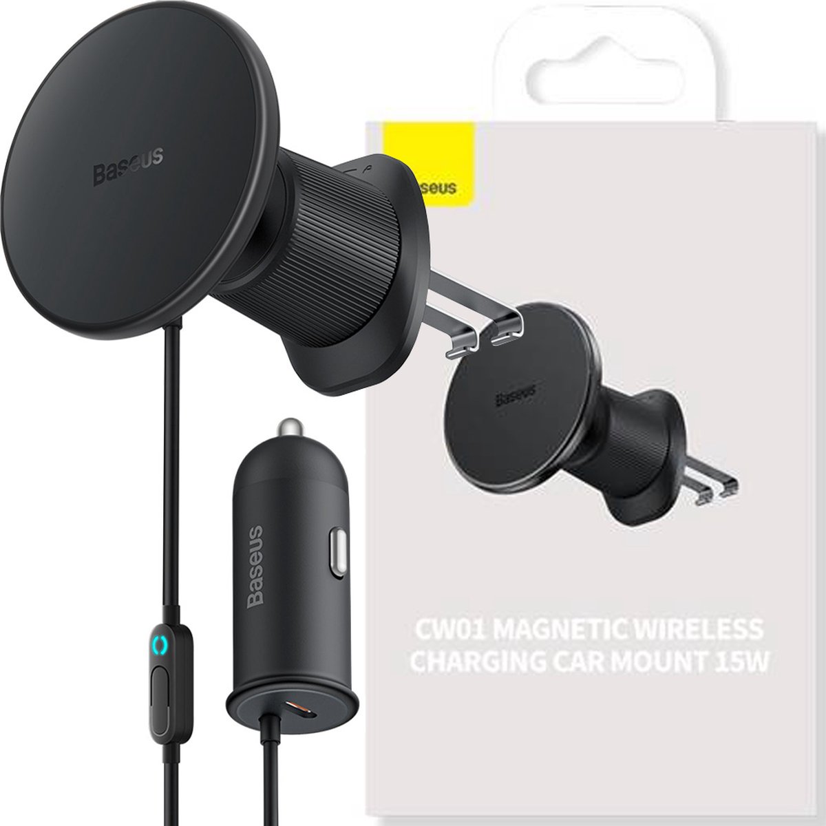 Baseus Magnetische Telefoonhouder Autolader Compatibel met MagSafe 40W Zwart