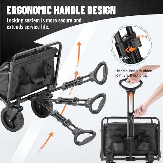 Opvouwbare Bolderkar - 65 Liter, 100 Kg Belastbaar, Slechts 49 Kg Inklapbaar Extreem Opvouwbaar Handige Boodschappentrolley Voor Strand Camping En Winkelen