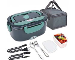 broodtrommel - Elektrische Lunchbox - broodtrommel lunchbox volwassenen - rvs lunchbox - Verschillende Compartimenten - 220V+12V - Verwarming Container- Waterloze verwarming3in1 - boterhamdoos - lunchbox volwassenen
