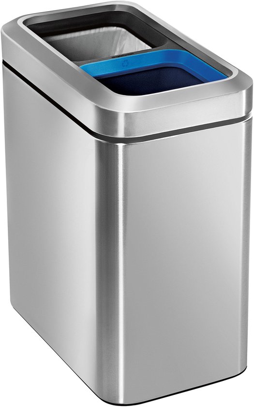 Simplehuman Rectangular Prullenbak - GFT - RVS - 10+10l - Open Recycler