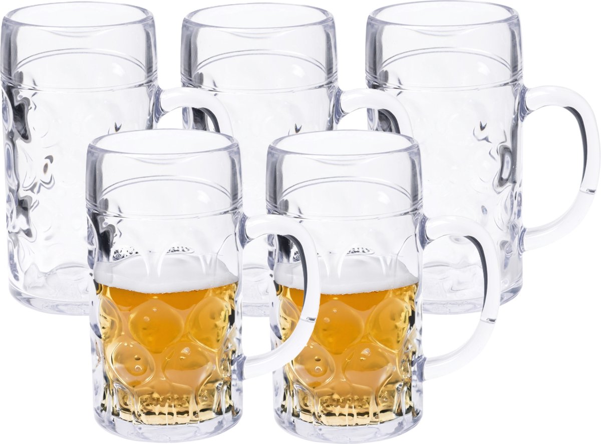 Depa Bierpul/bierglas - 20x - transparant - onbreekbaar kunststof - 500 ml - Oktoberfest bierpullen