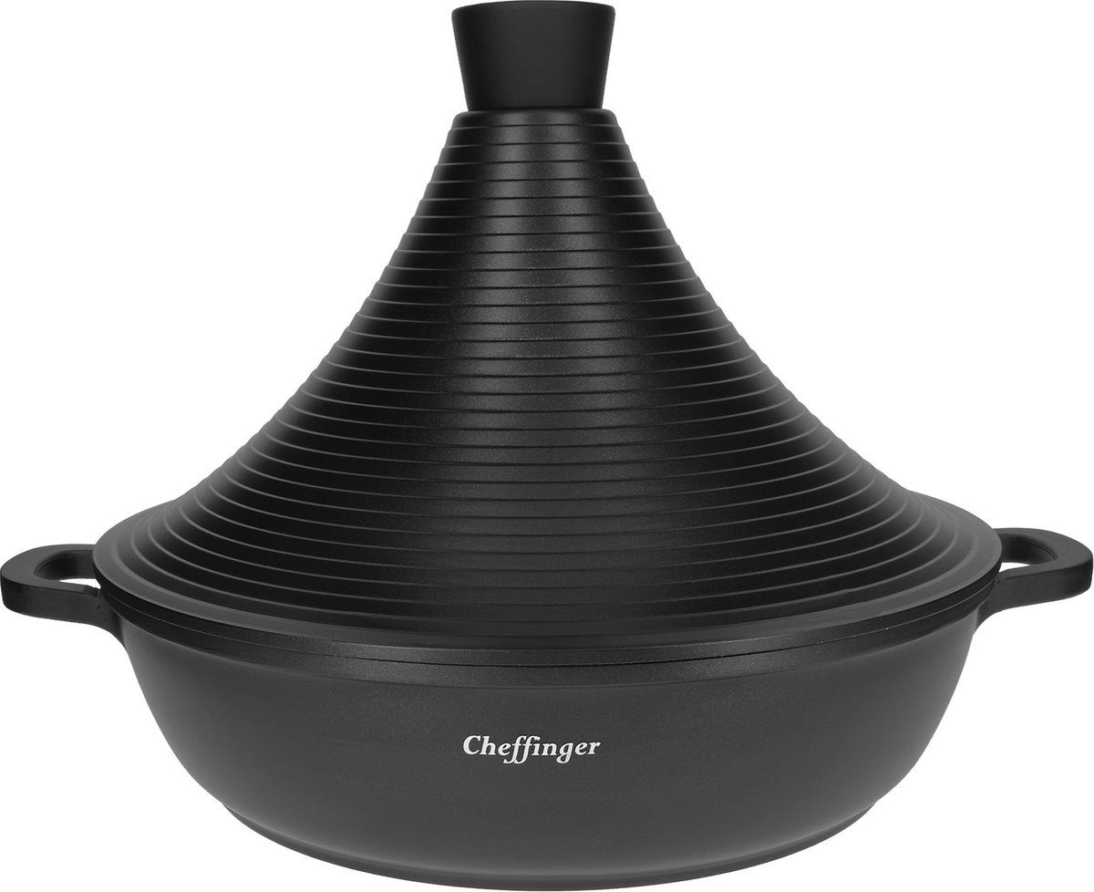 Bol.com Cheffinger Tajine Tagine inductie pan Ø 28 cm - aluminium - zwart met koudgrepen aanbieding