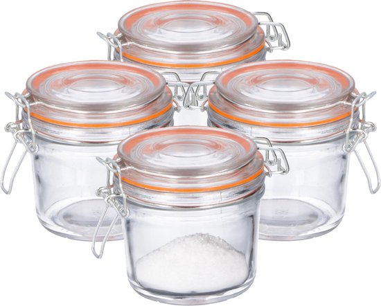 Weckpot/inmaakpot - 4x - 250 ml - glas - met beugelsluiting - luchtdicht
