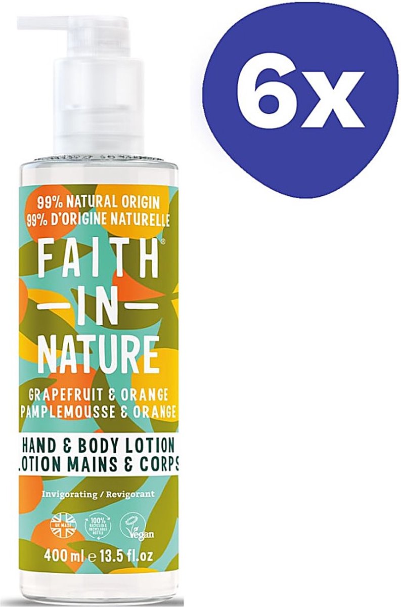 Faith In Nature Hand & Bodylotion Grapefruit & Sinaasappel (6x 400ml)